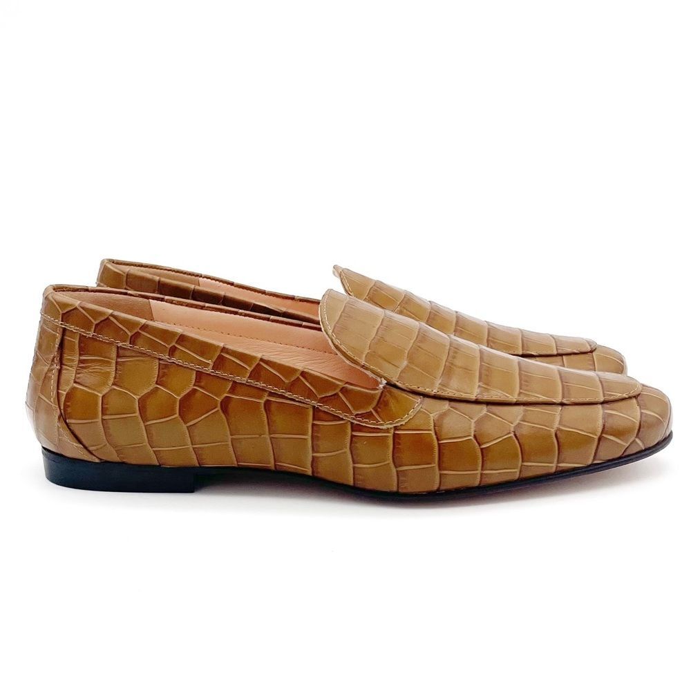 NEW J. Crew Cecile Croc Embossed Leather Slipper Loafer Tan Slip-On Size 7 NWOB - Picture 6 of 16